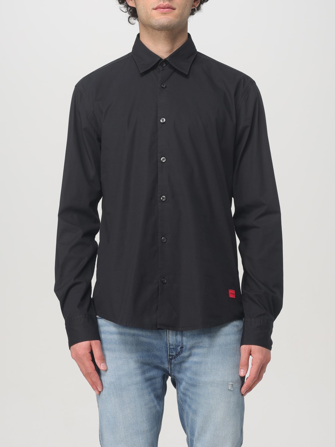 HUGO CAMICIA: Camicia Hugo in jersey stretch , Nero - Img 1