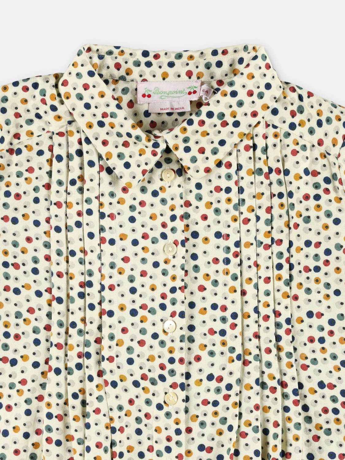 BONPOINT TOP: Camicia Bonpoint in misto cotone con stampa a pois multicolor, Fantasia - Img 3