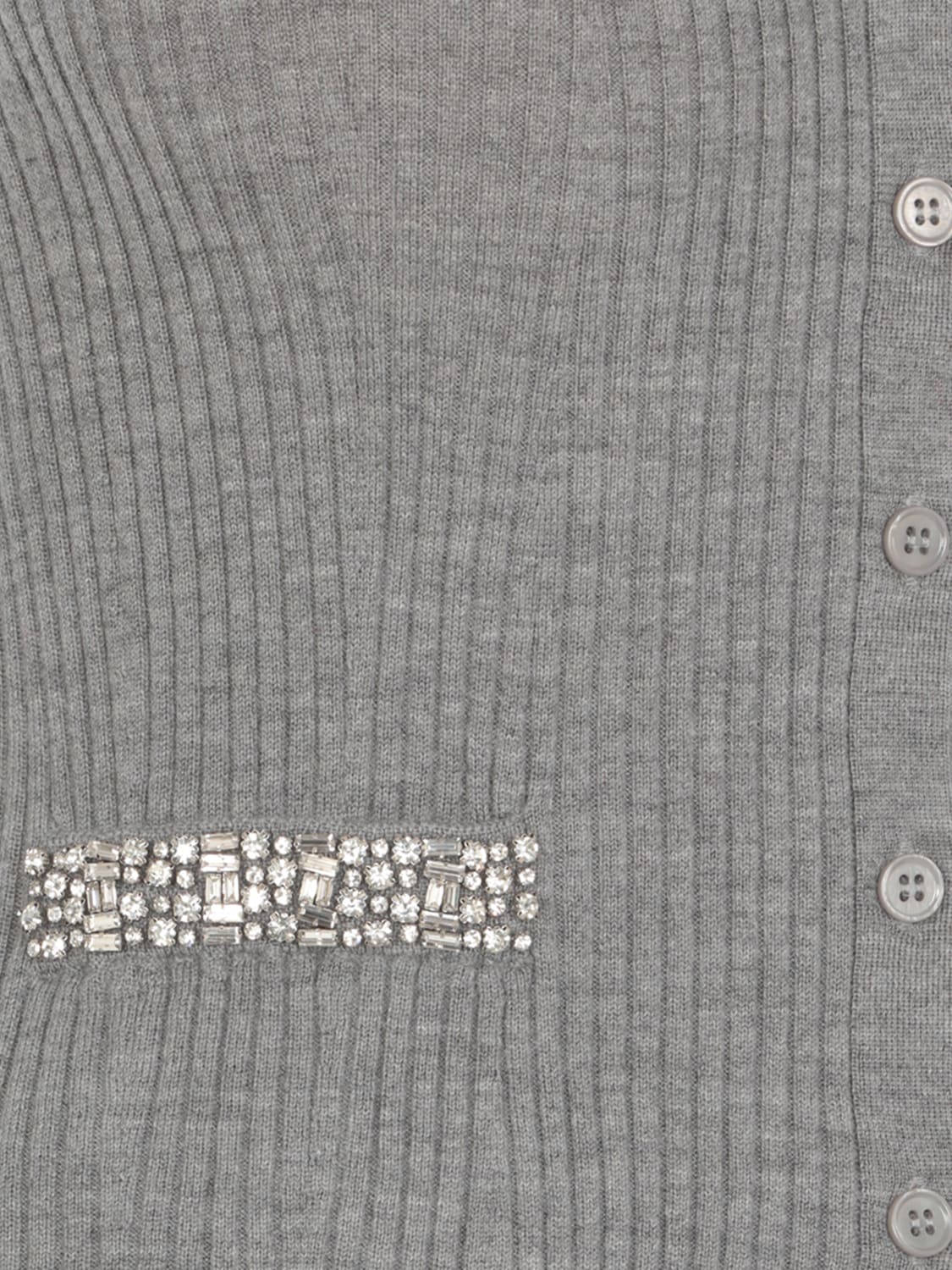 MAX MARA MAGLIA: Cardigan a v Max Mara in lana vergine, Grigio - Img 4