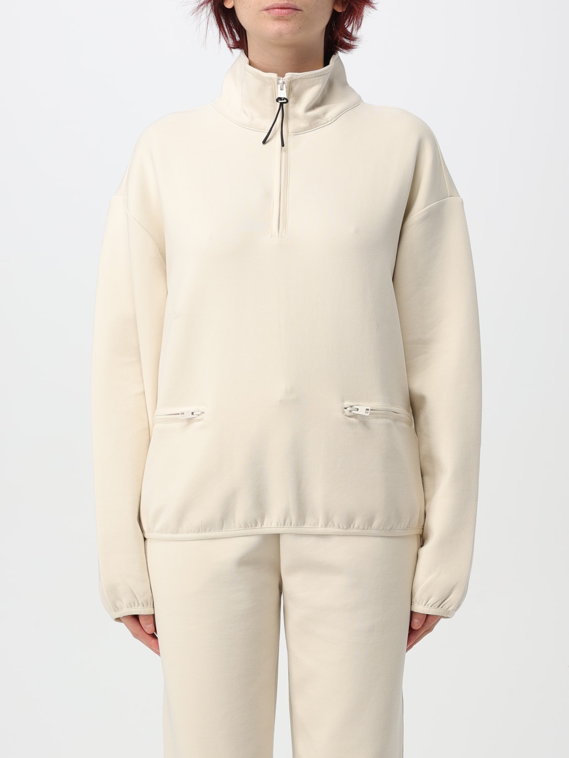 WOOLRICH FELPA: Felpa in pile con zip Woolrich, Latte - Img 1