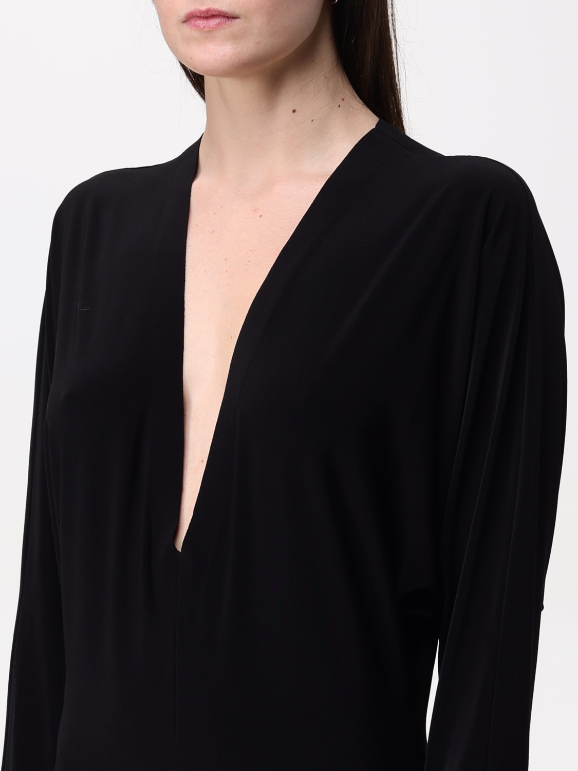 ワンピース NORMA KAMALI Woman Dress Black KK3243PLF19001 BLACK DOLMAN V NECK FISHTAIL GOWN – Black – Norma Kamali
