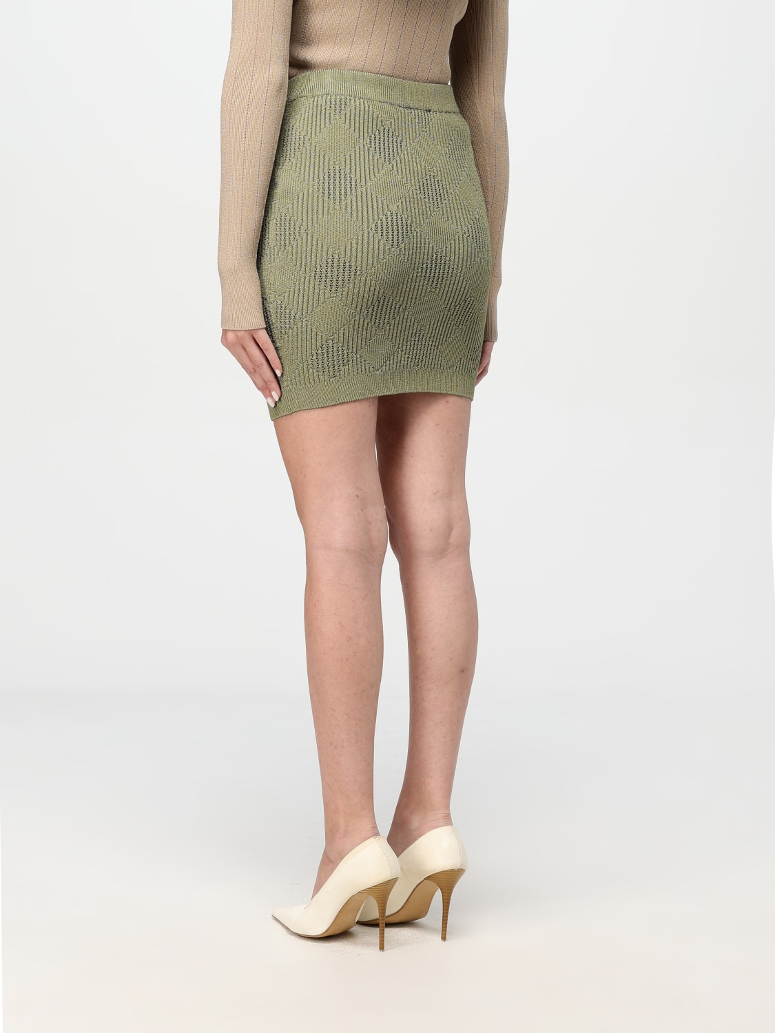 BALMAIN GONNA: Gonna mini Balmain in viscosa stretch , Verde - Img 3