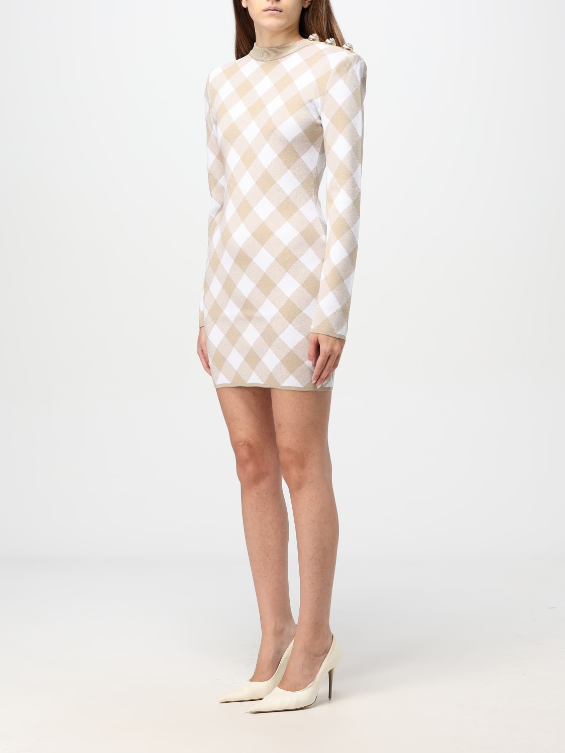 BALMAIN VESTIDO: Vestido mujer Balmain, Beige - Img 4