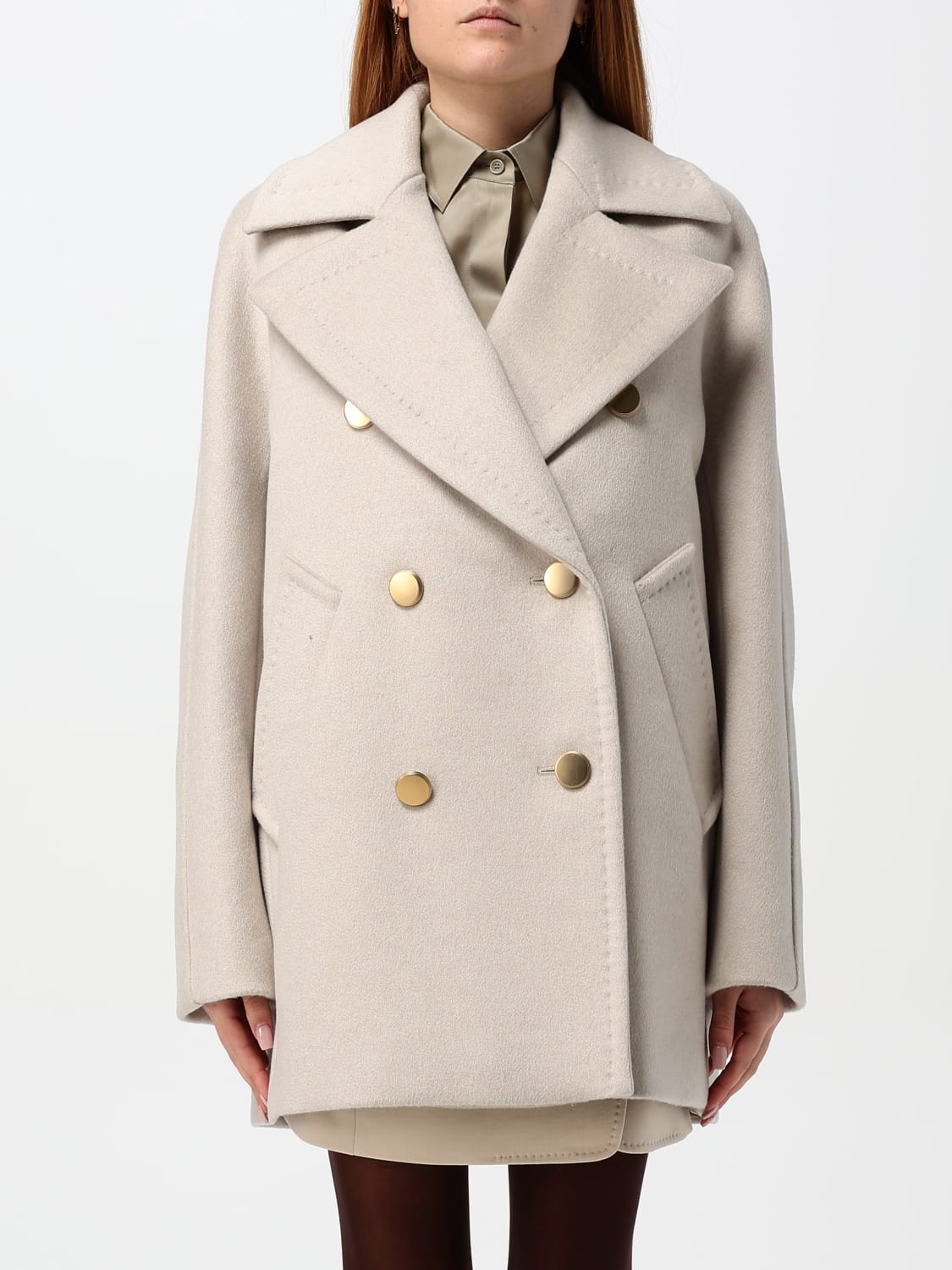 MAX MARA COAT: Coat woman Max Mara, Beige - Img 1