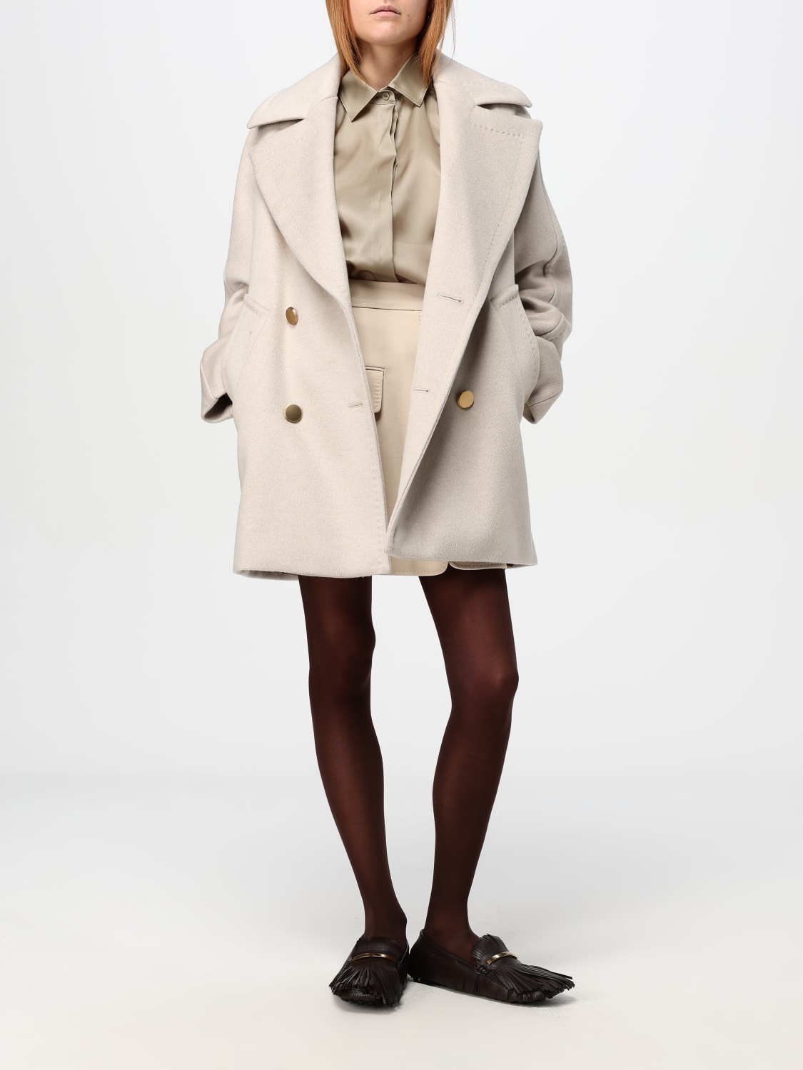 MAX MARA COAT: Coat woman Max Mara, Beige - Img 2