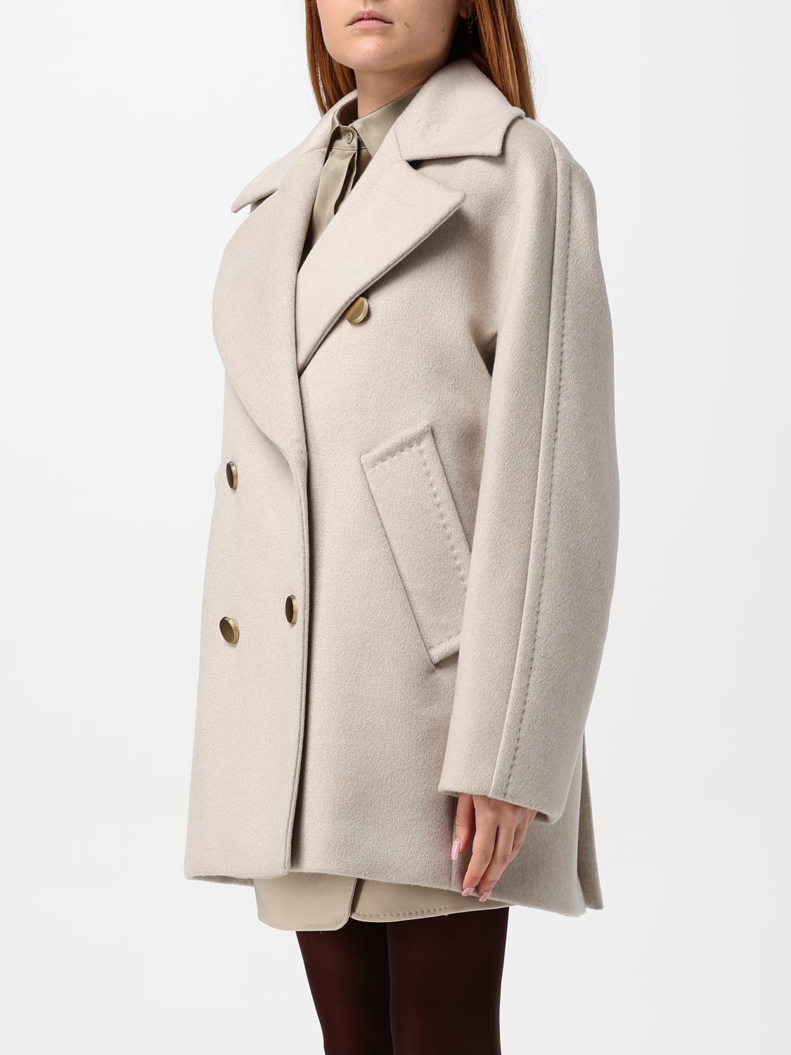 MAX MARA COAT: Coat woman Max Mara, Beige - Img 4