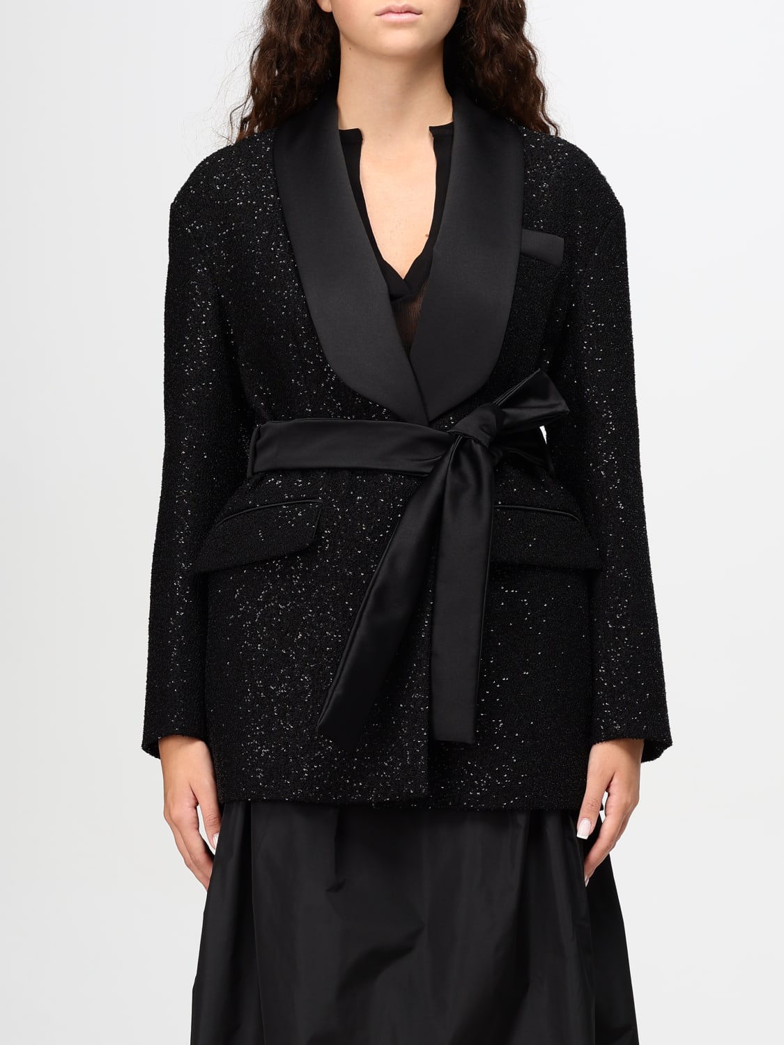 MAX MARA BLAZER: Blazer Max Mara in misto lana con paillettes , Nero - Img 1