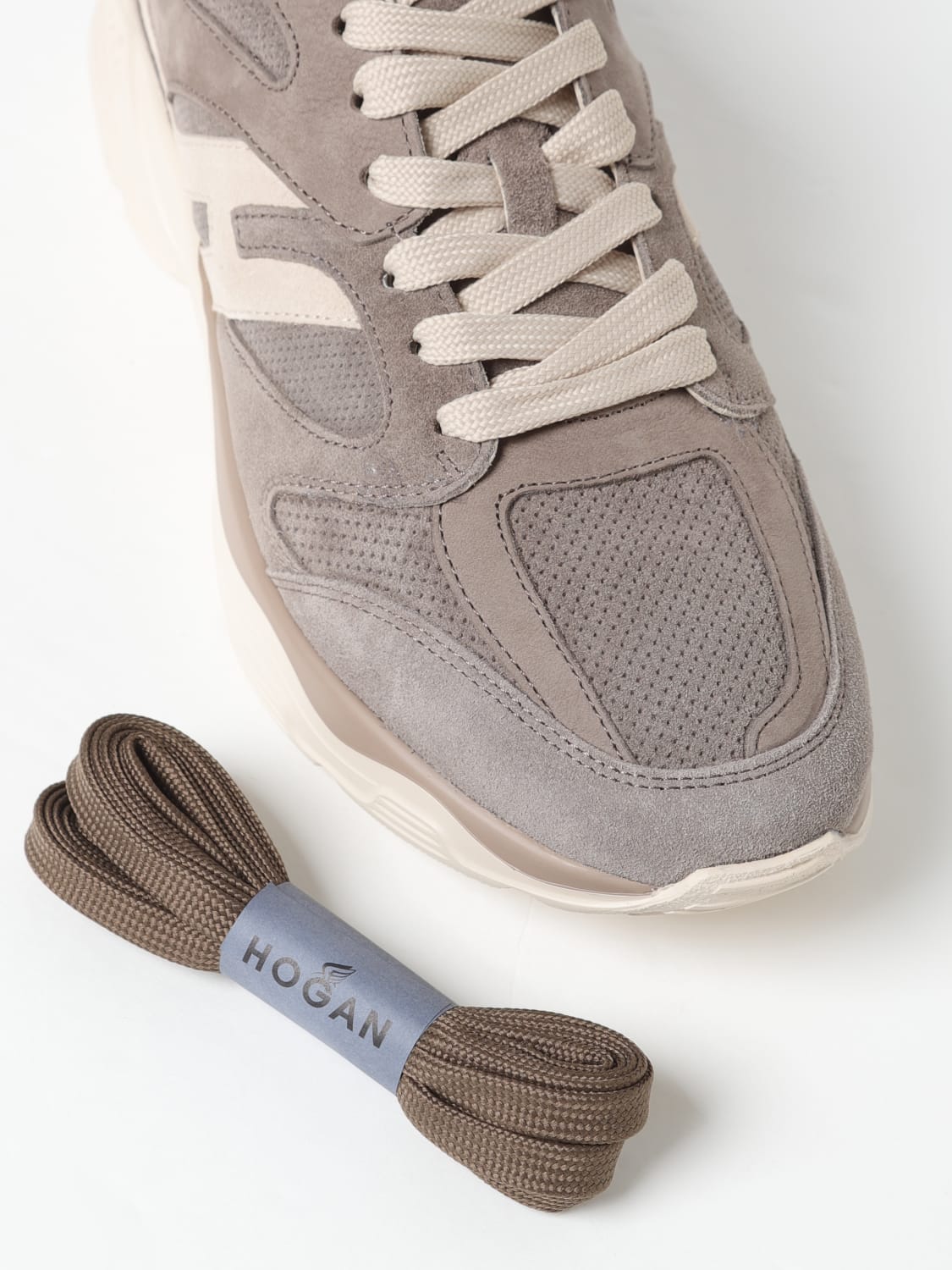 HOGAN SNEAKERS: Sneakers Hogan in camoscio , Tortora - Img 4