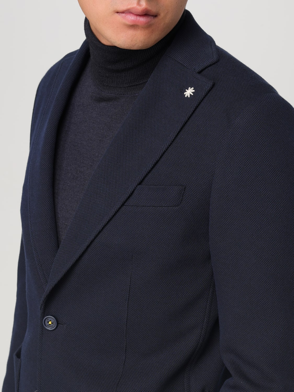 MANUEL RITZ GIACCA: Blazer Manuel Ritz in tessuto stretch , Blue - Img 4