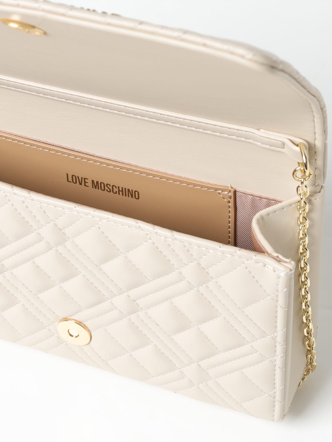 LOVE MOSCHINO MINI BAG: Shoulder bag woman Love Moschino, Ivory - Img 4