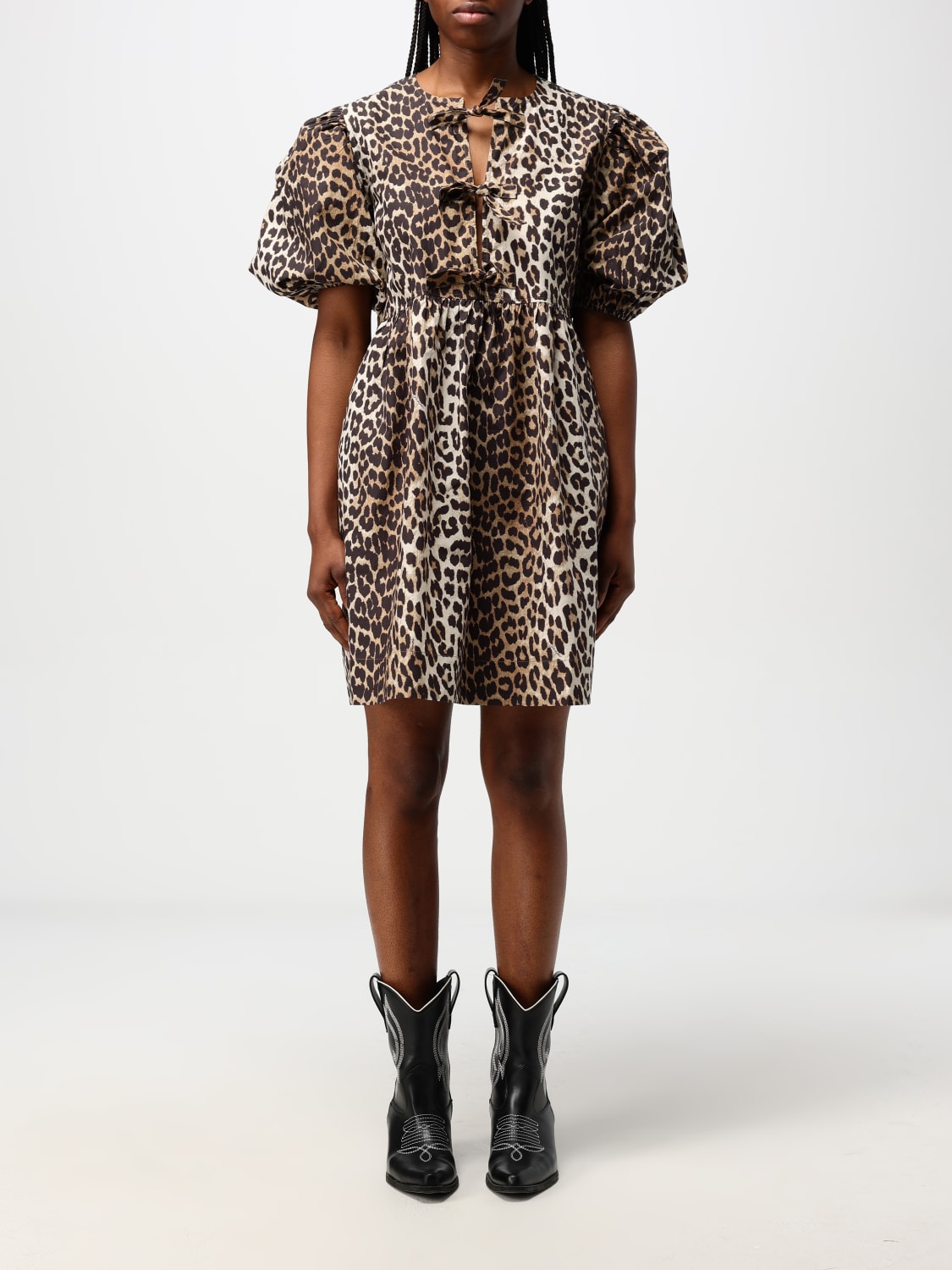 GANNI ABITO: Abito Ganni in cotone animalier , Fantasia - Img 1