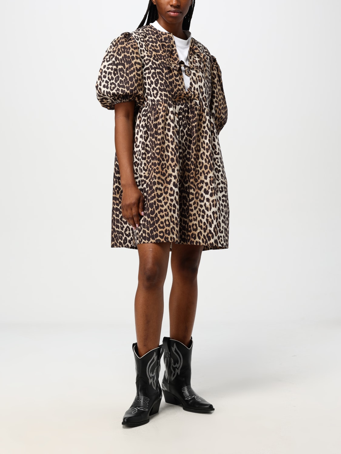 GANNI ABITO: Abito Ganni in cotone animalier , Fantasia - Img 2