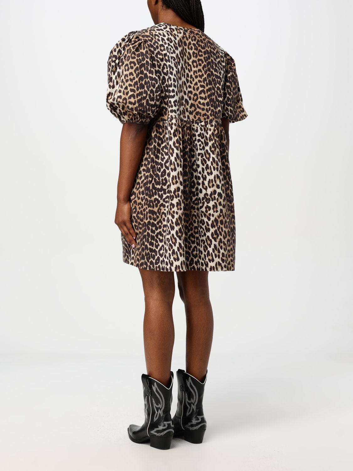 GANNI ABITO: Abito Ganni in cotone animalier , Fantasia - Img 3