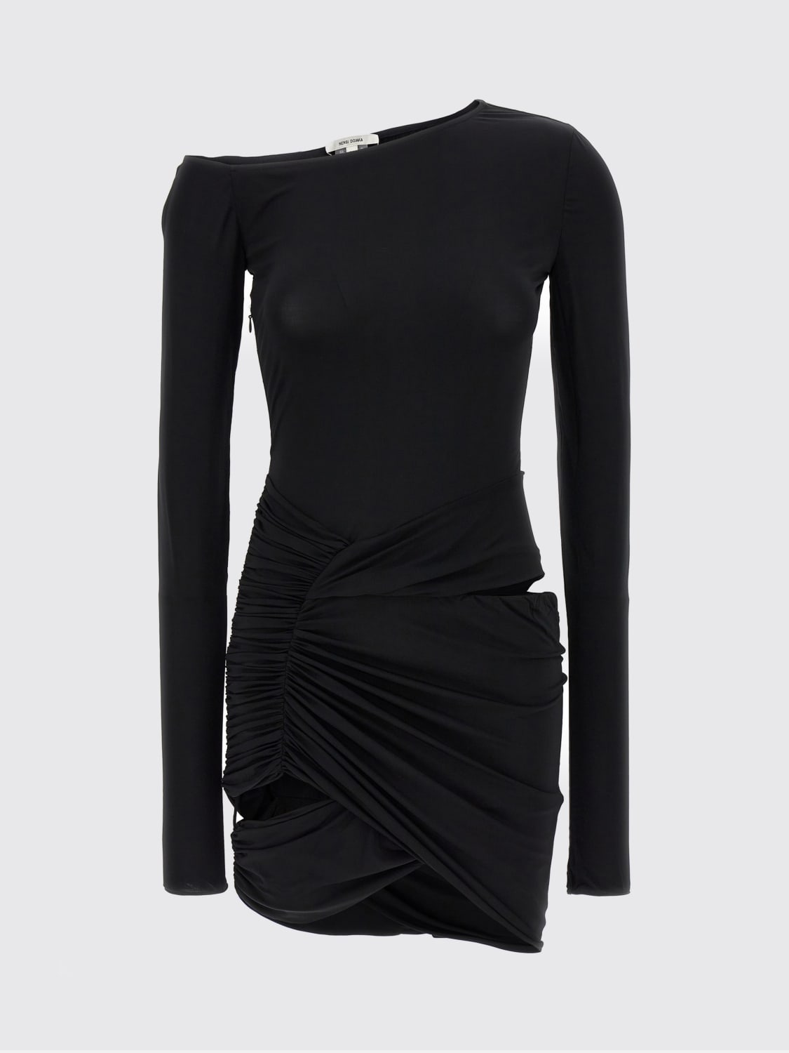 NENSI DOJAKA ABITO: Abito corto asimmetrico Nensi Dojaka, Nero - Img 1