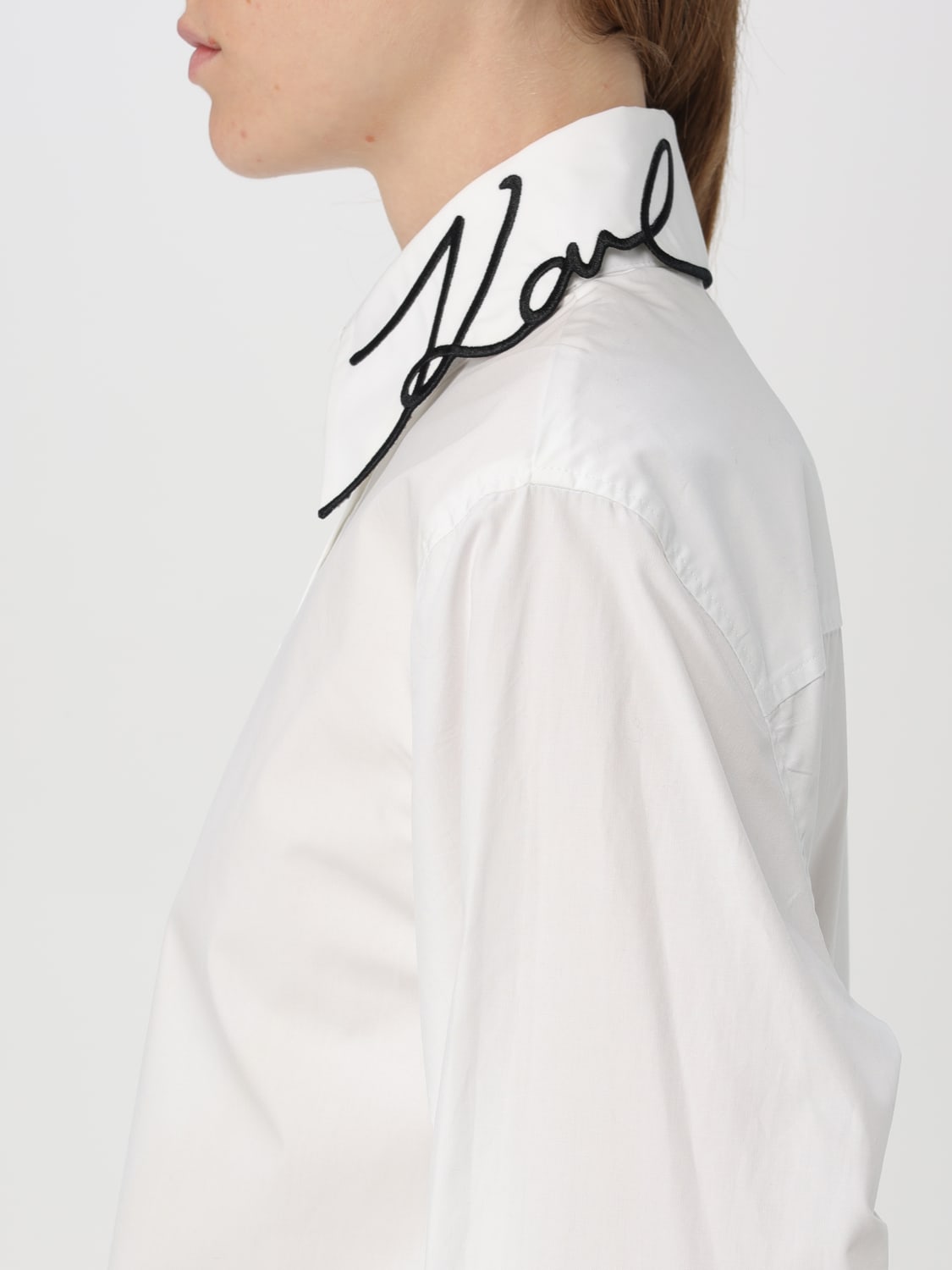 KARL LAGERFELD CAMICIA: Camicia Karl Lagerfeld in cotone organico con logo , Bianco - Img 3