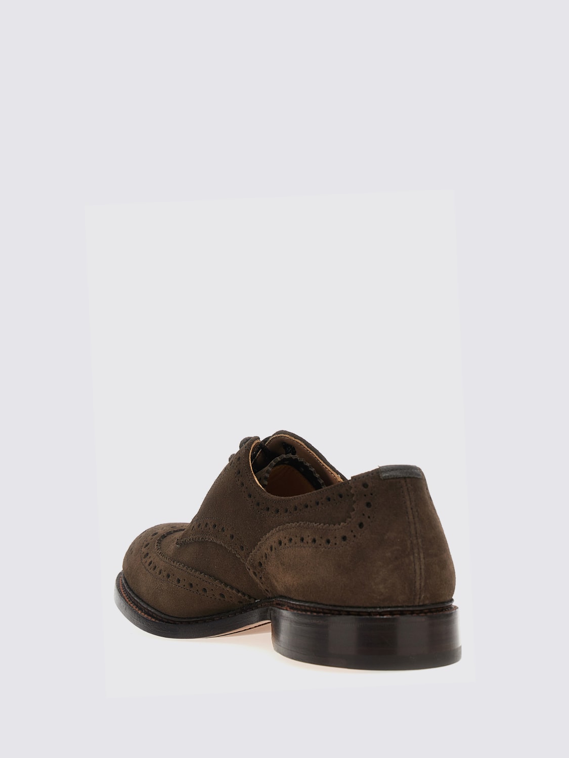TRICKER'S SCARPE STRINGATE: Derby Bourton Country Tricker's in camoscio con motivo brogue , Marrone - Img 3
