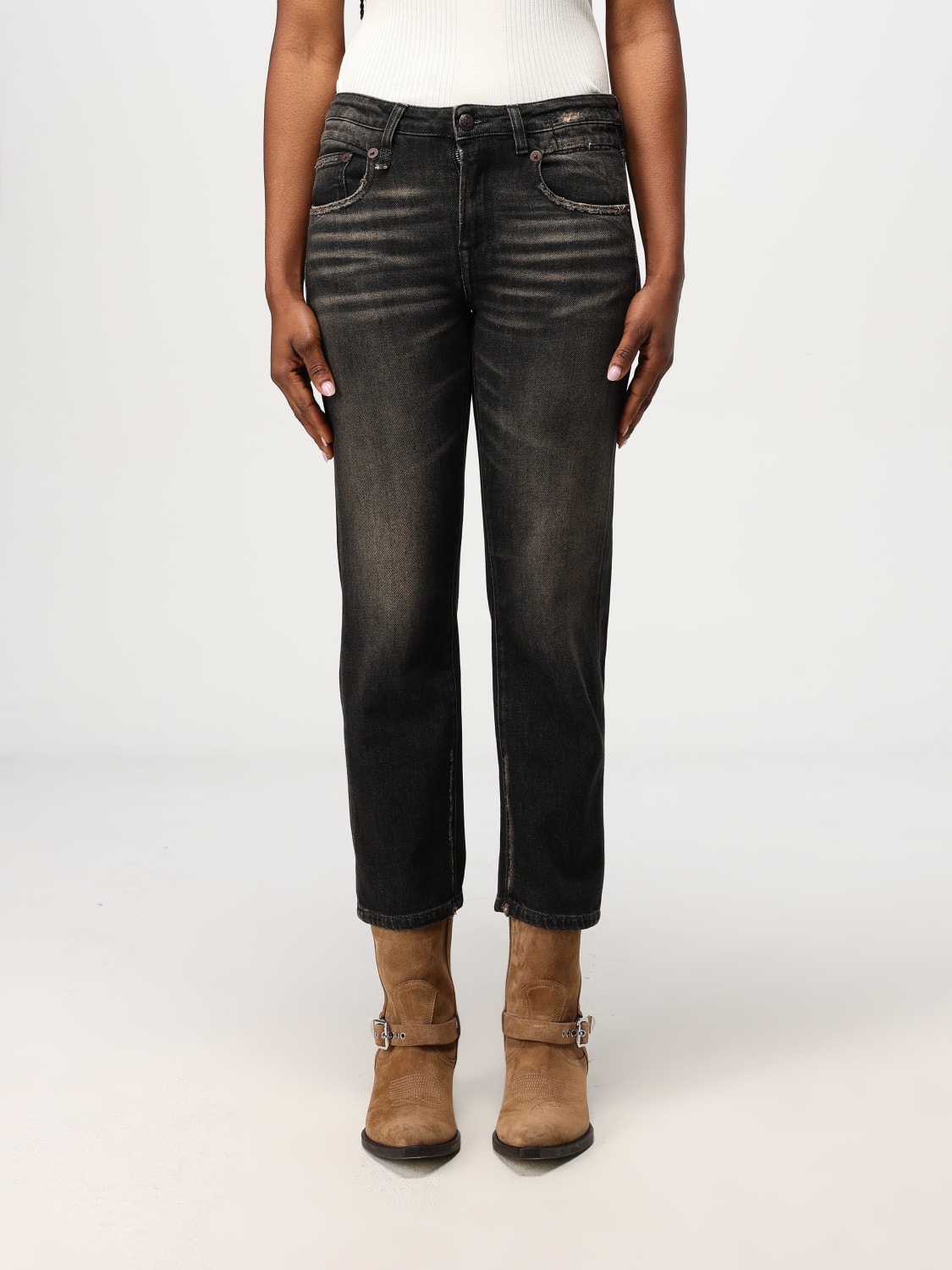 R13 JEANS: Jeans R13 in denim di cotone , Nero - Img 1