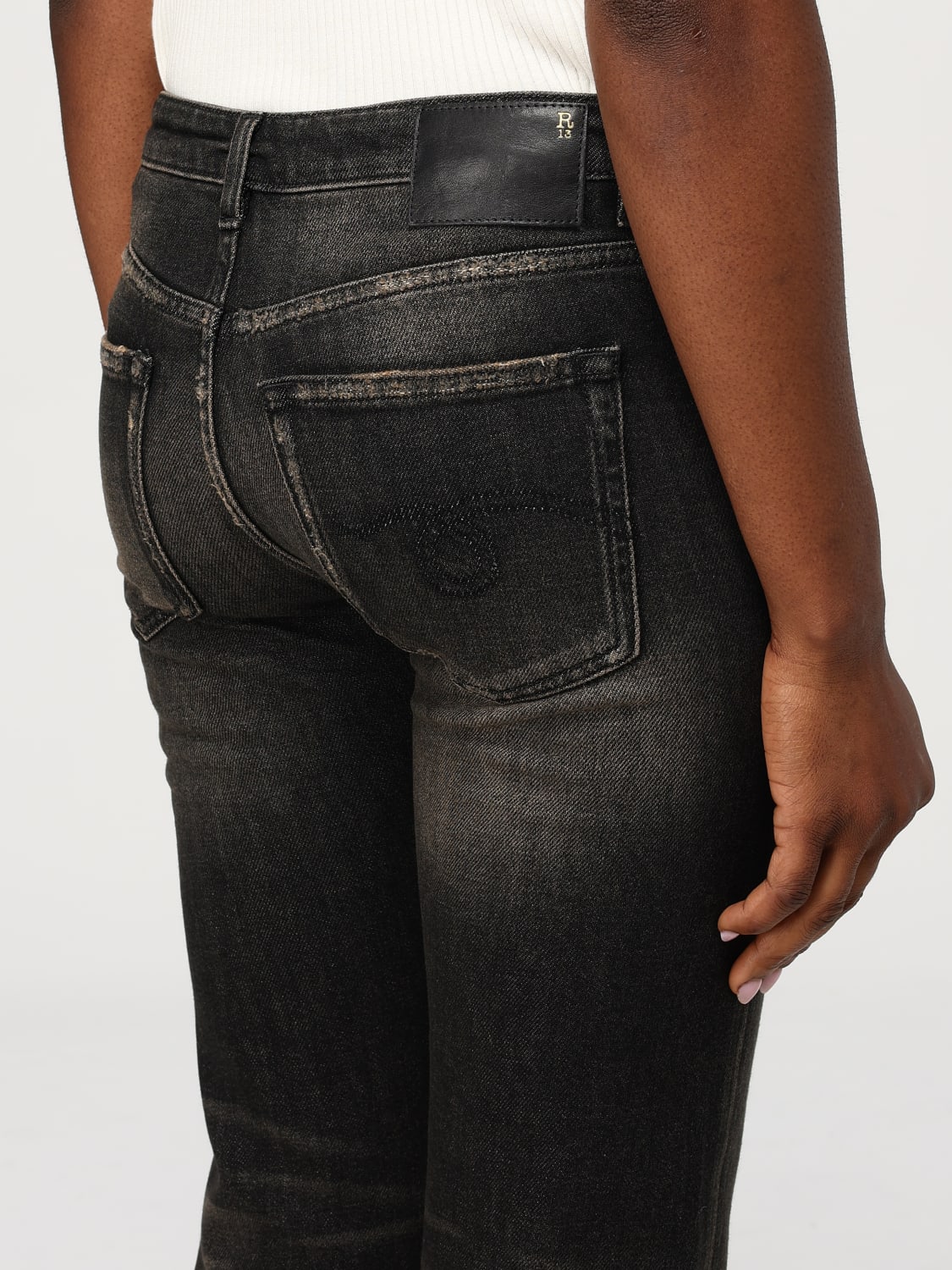 R13 JEANS: Jeans R13 in denim di cotone , Nero - Img 3