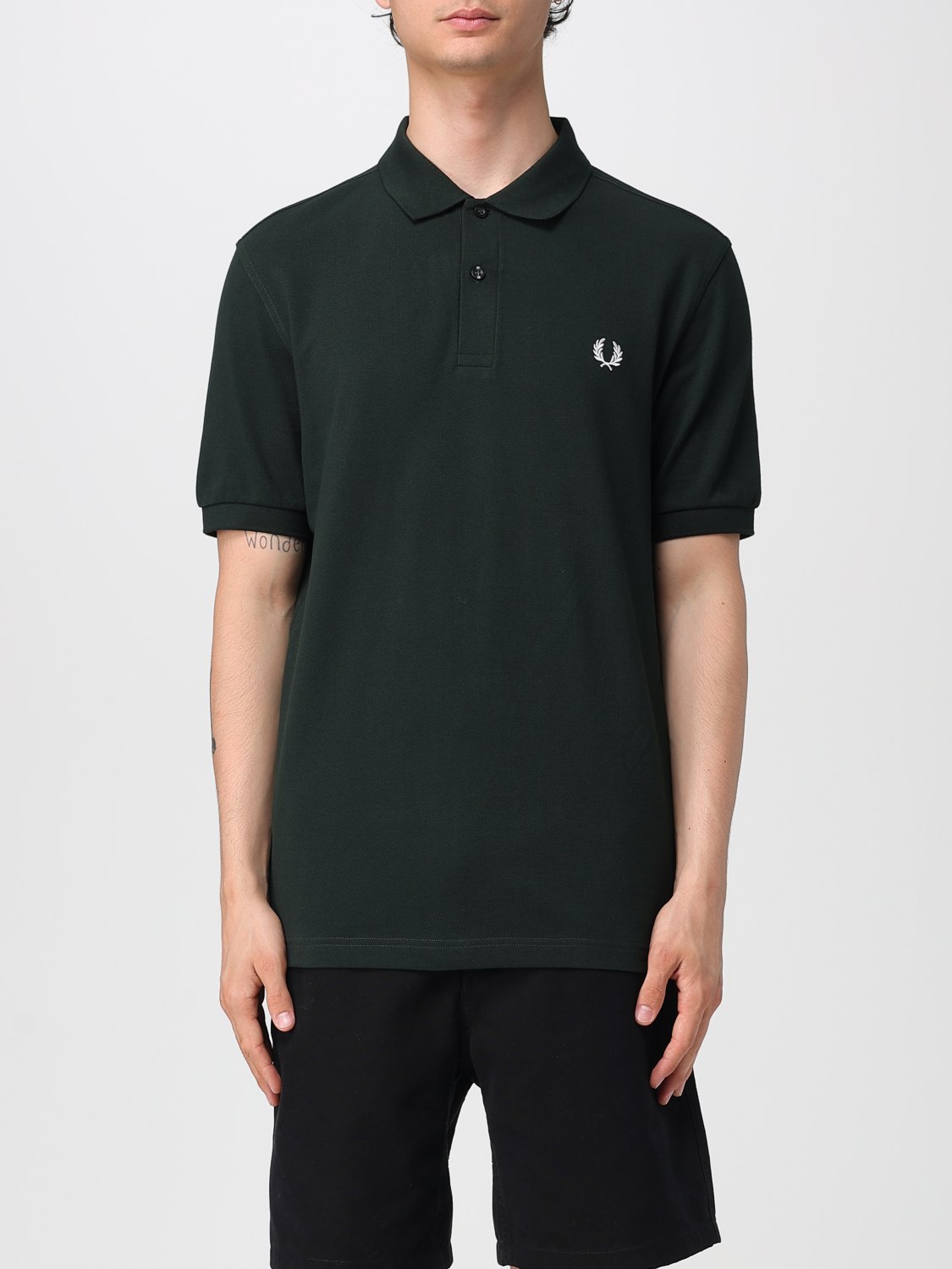 FRED PERRY POLO: Polo in cotone con logo Fred Perry, Verde - Img 1