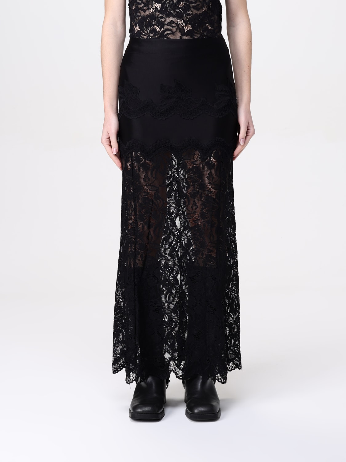 スカート RABANNE Woman Skirt Black 25PJJU021PA0170 P001 BLACK LONG SKIRT IN LACE | Rabanne