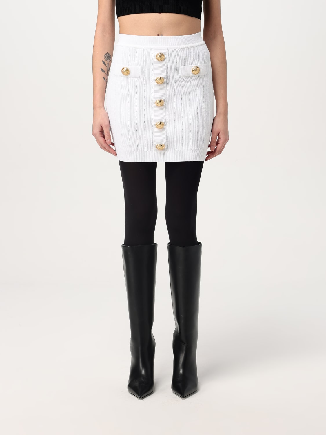 BALMAIN: Skirt woman - White | Balmain skirt EF1LB290KB07