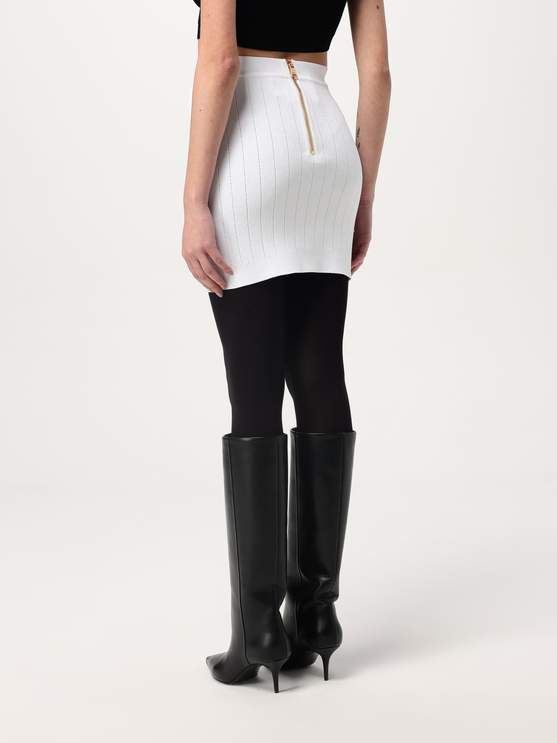 スカート BALMAIN SKIRT (EF1LB290KB07 0FA) Knit skirt with buttons - Women | BALMAIN