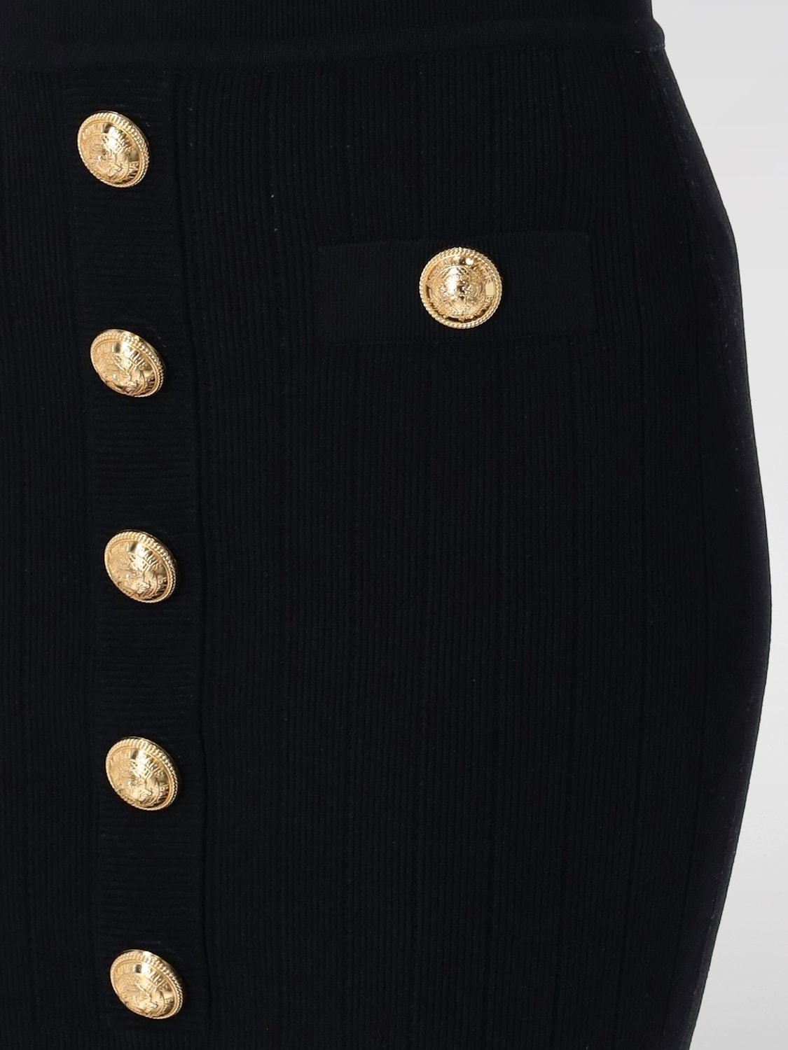 BALMAIN GONNA: Gonna Balmain in misto viscosa con bottoni , Nero - Img 3