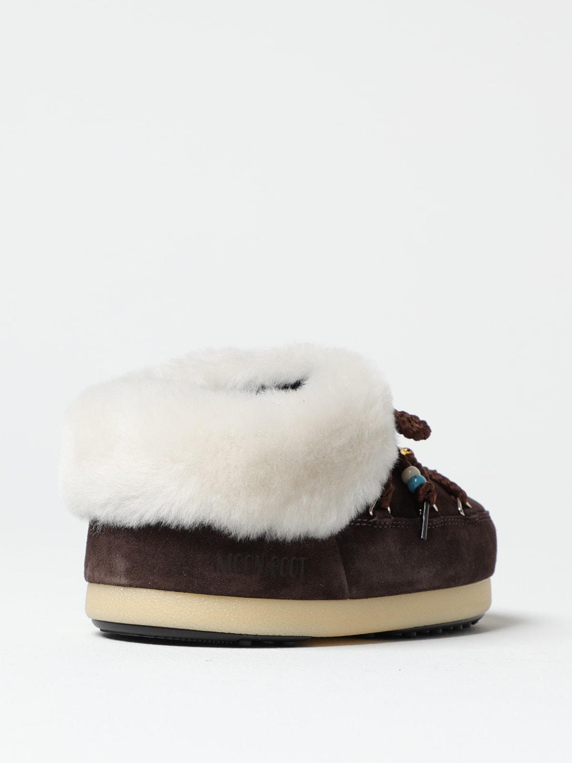 MOON BOOT SCARPE: Mules Beads Moon Boot in camoscio e pelliccia sintetica , Marrone - Img 3