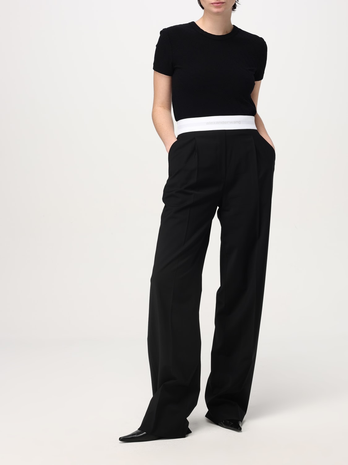 パンツ ALEXANDER WANG Women Straight Pants 1WC1254784 001 Black Black Cotton Pants with Key Hardware in BLACK | alexanderwang®