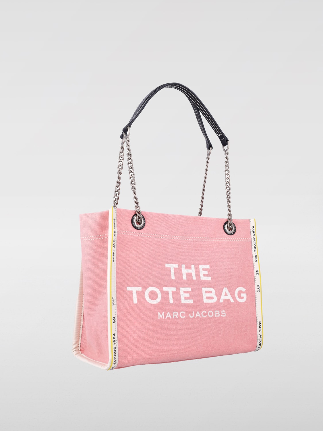 MARC JACOBS BORSA A SPALLA: Borsa The Tote Bag Medium Marc Jacobs in denim di cotone , Rosa - Img 2