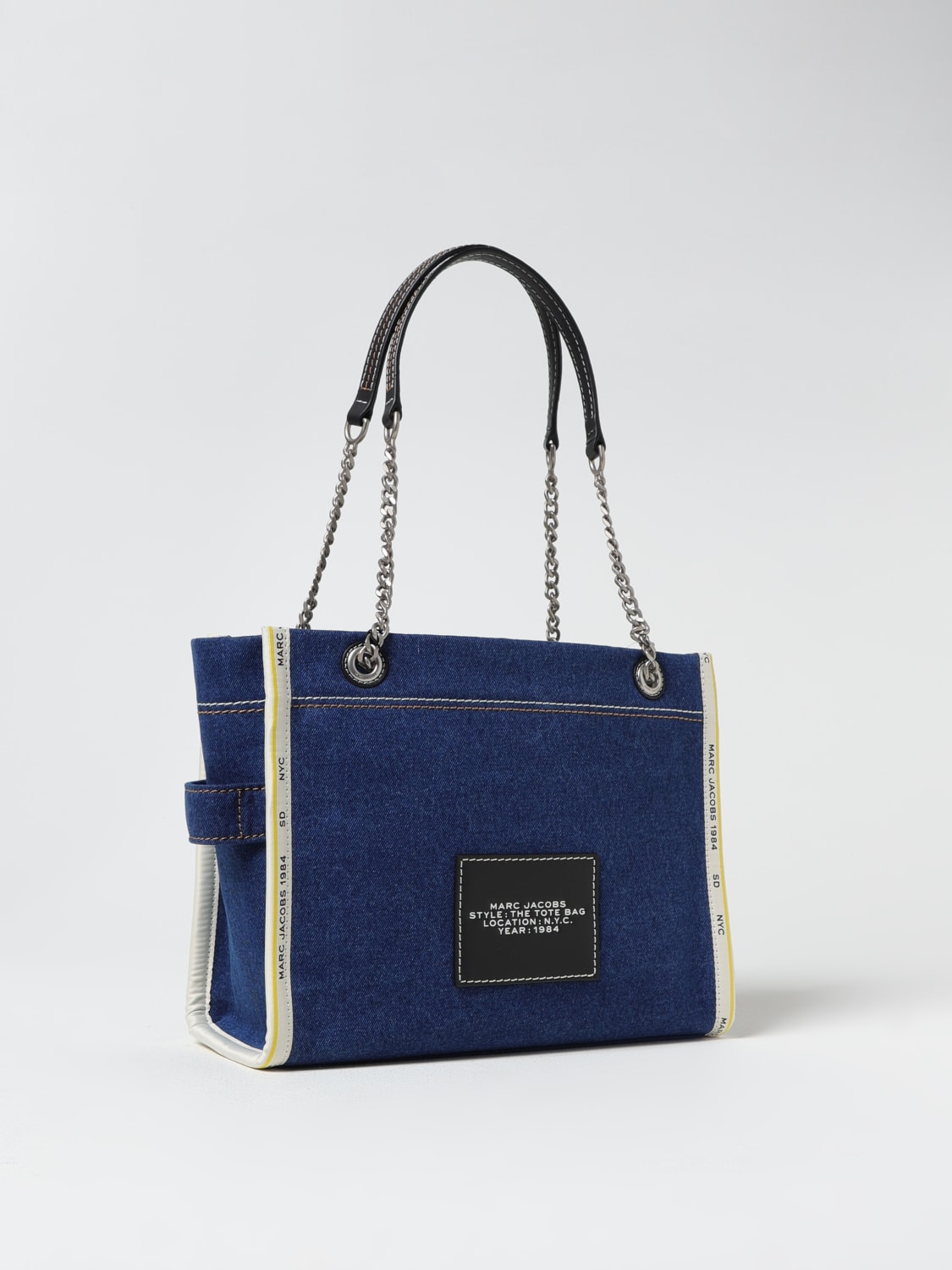 MARC JACOBS BORSA A SPALLA: Borsa The Tote Bag Medium Marc Jacobs in denim di cotone , Denim - Img 2