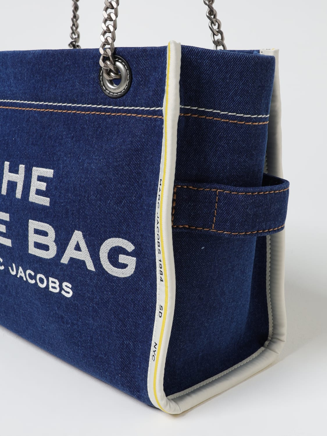 MARC JACOBS BORSA A SPALLA: Borsa The Tote Bag Medium Marc Jacobs in denim di cotone , Denim - Img 3