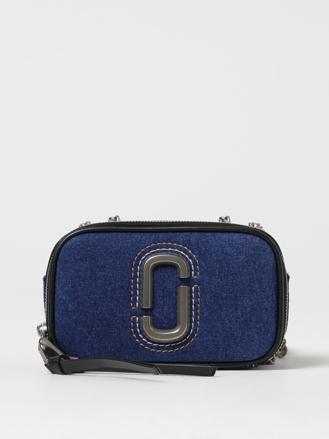 MARC JACOBS BORSA MINI: Borsa The Denim Chain Marc Jacobs in denim di cotone e pelle , Denim - Img 1