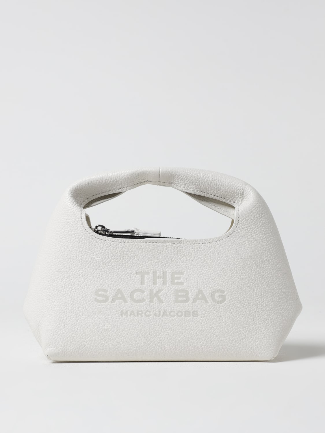 MARC JACOBS BORSA MINI: Borsa The Sack Bag Marc Jacobs in pelle a grana , Bianco - Img 1