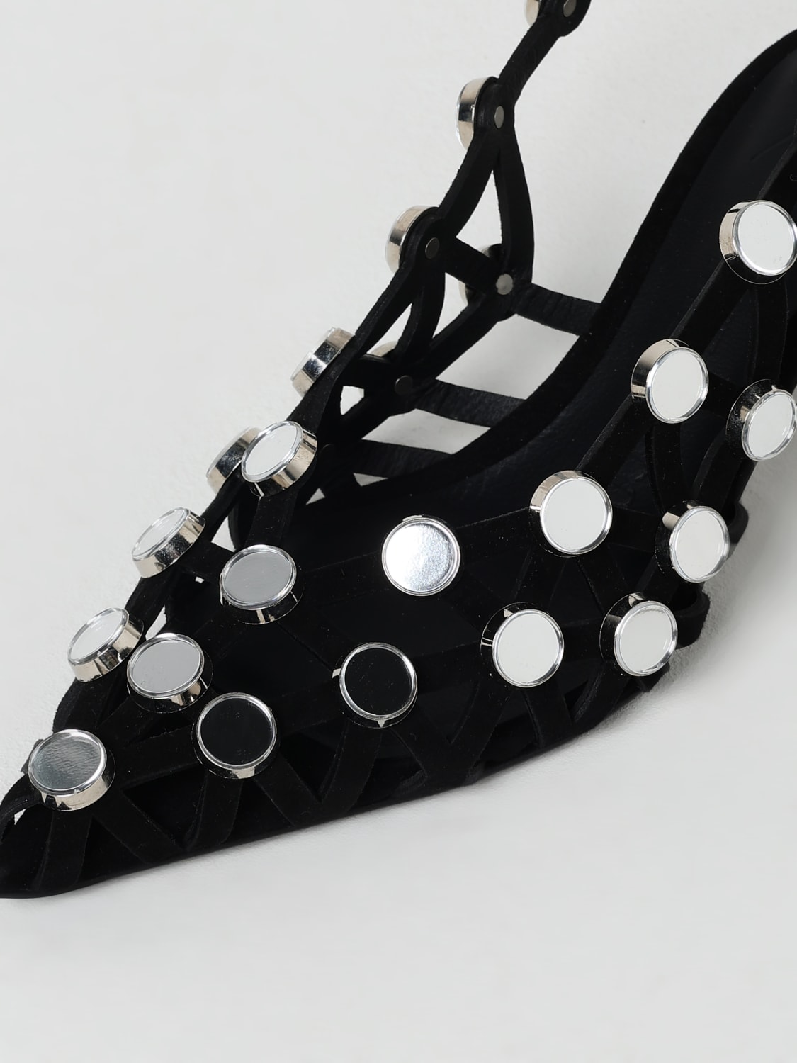 VIP【関税送料無料】希少 The Attico Grid flat shoes The Attico Black Grid Slingback | TheDoubleF