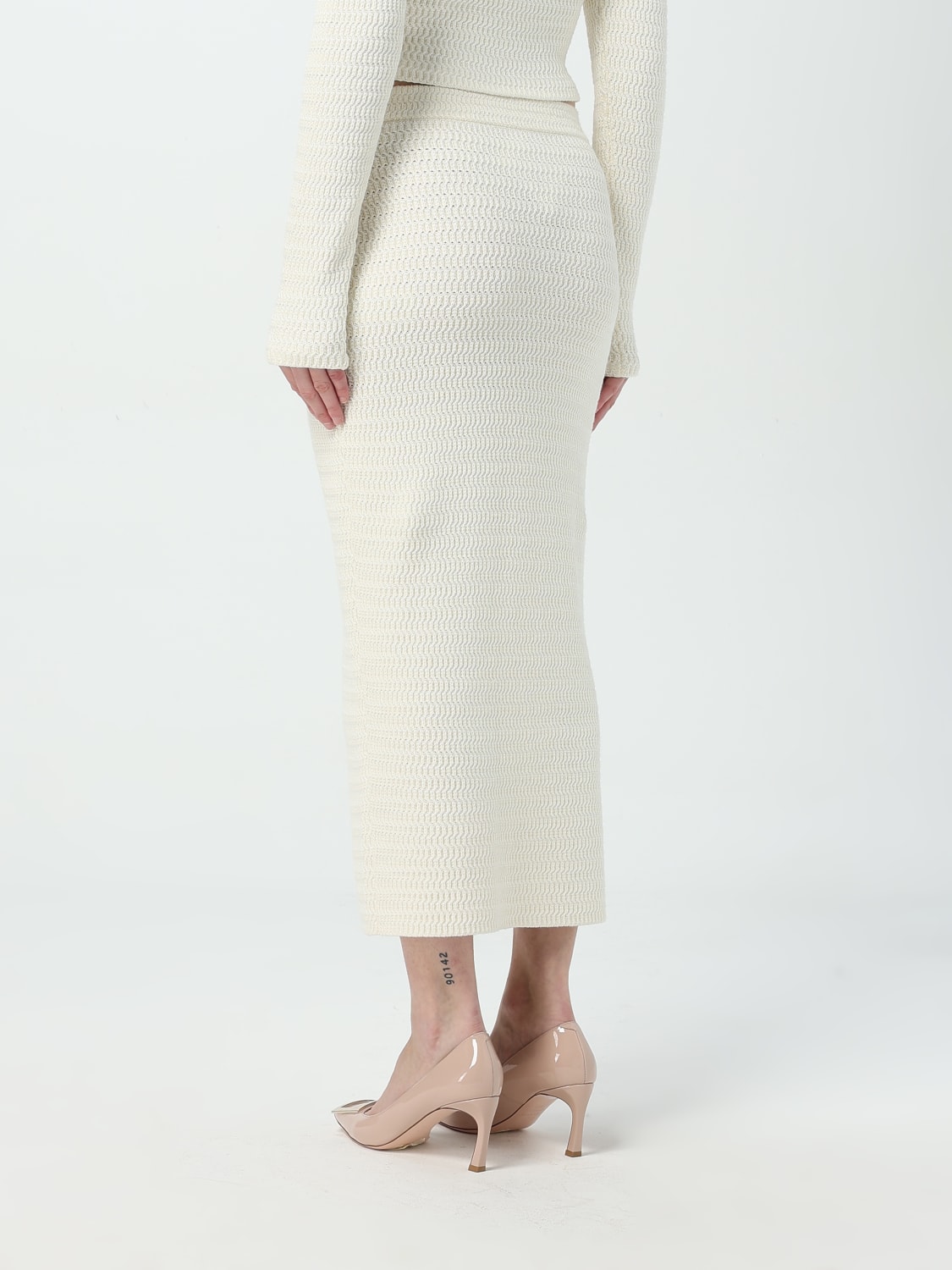 ワンピース SELF PORTRAIT Women Mid Skirts SS25 255XCHAMPAGNE Beige Women's Skirts – self-portrait