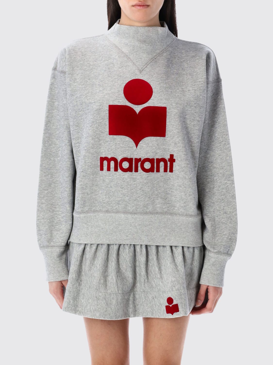 ISABEL MARANT ETOILE FELPA: Felpa a girocollo con maxi logo Isabel Marant Etoile, Grigio - Img 1