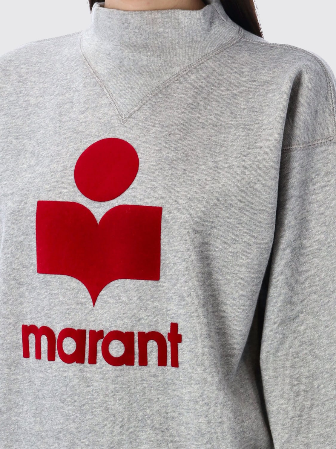 ISABEL MARANT ETOILE FELPA: Felpa a girocollo con maxi logo Isabel Marant Etoile, Grigio - Img 3