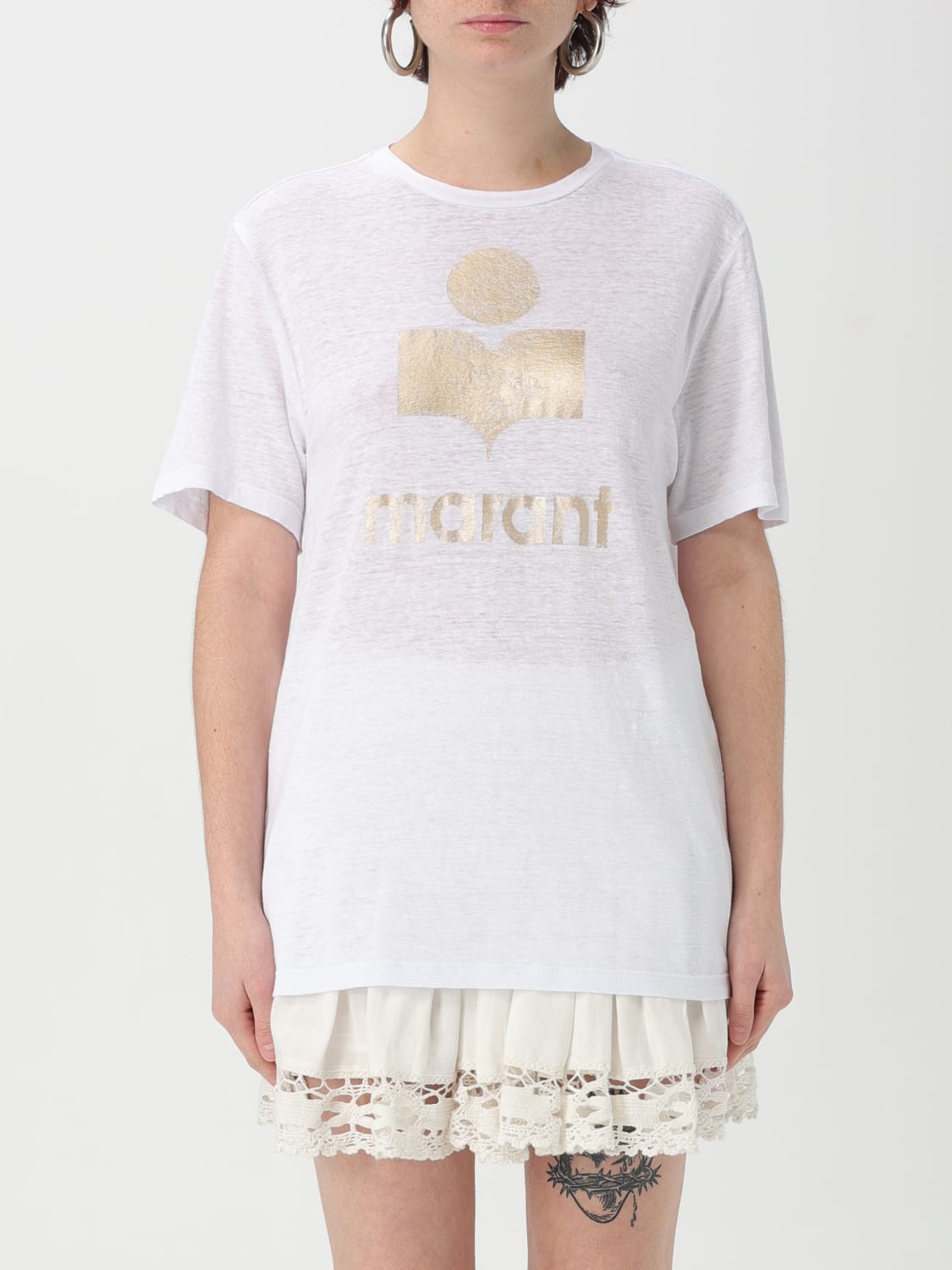ISABEL MARANT ETOILE T-SHIRTS: T-shirt Isabel Marant Etoile in cotone con logo , Bianco 1 - Img 1
