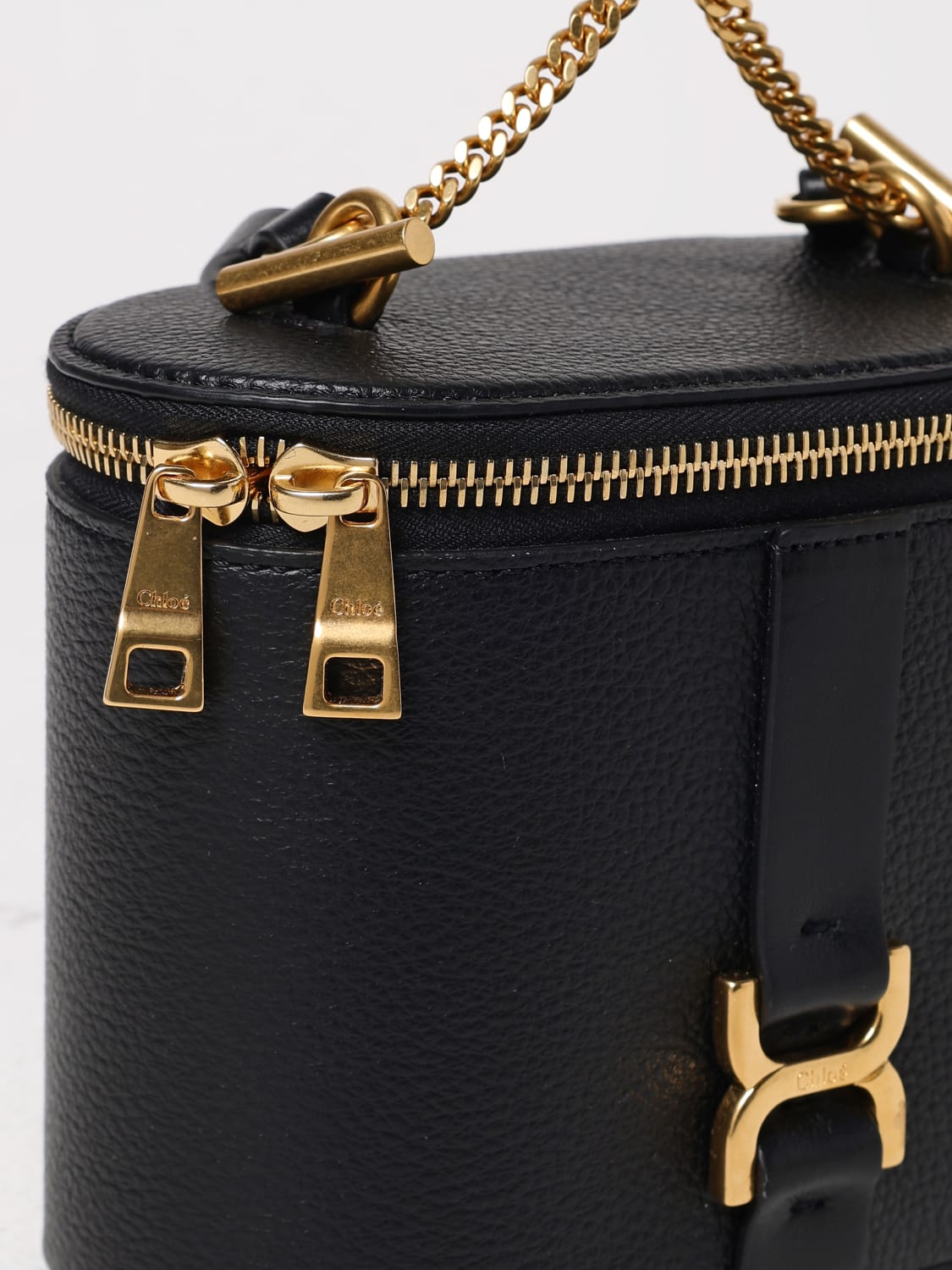 CHLOÉ BORSA MINI: Borsa Marcie Vanity Mini Chloè in pelle a grana, Nero - Img 4