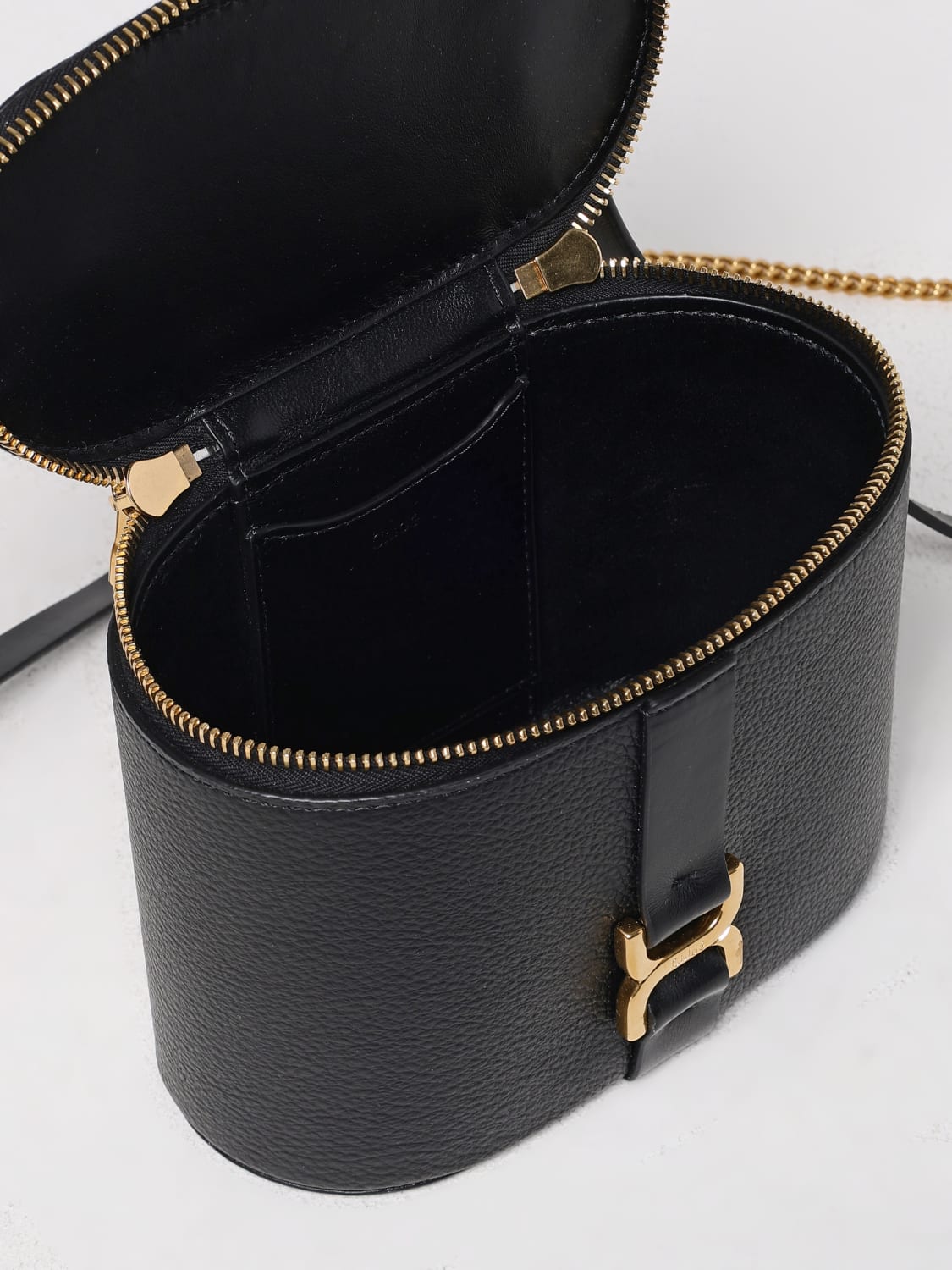 CHLOÉ BORSA MINI: Borsa Marcie Vanity Mini Chloè in pelle a grana, Nero - Img 5