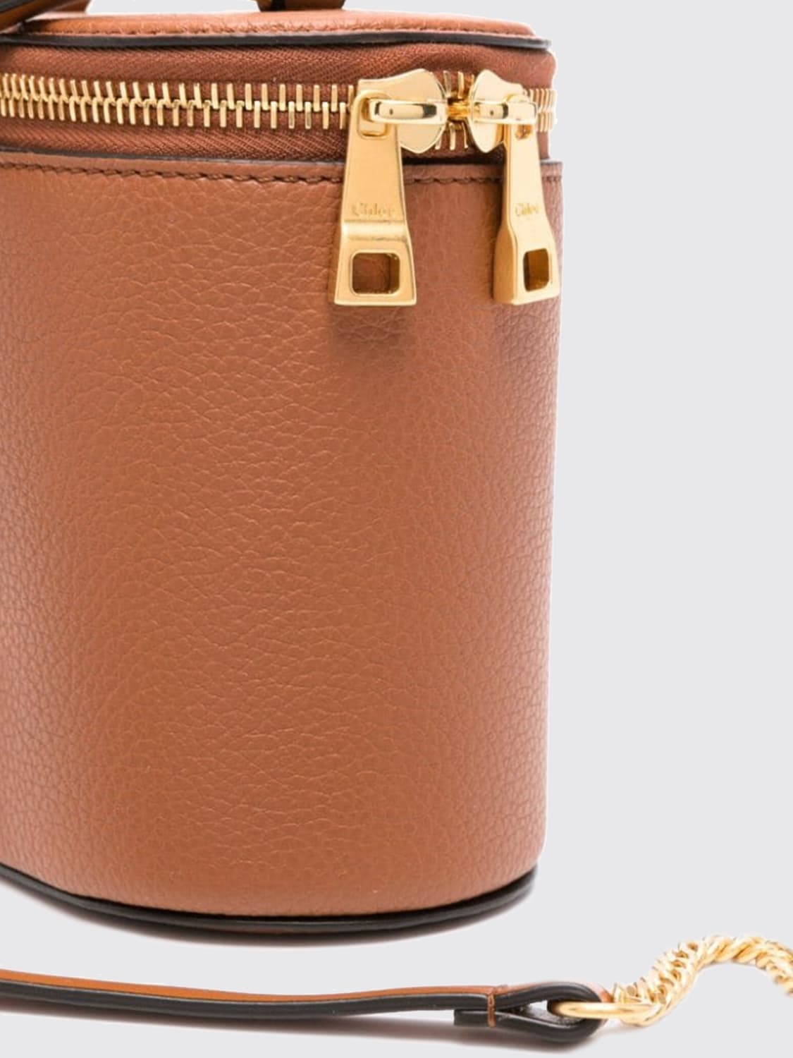 CHLOÉ BORSA MINI: Borsa Marcie Vanity Mini Chloè in pelle a grana, Marrone - Img 4