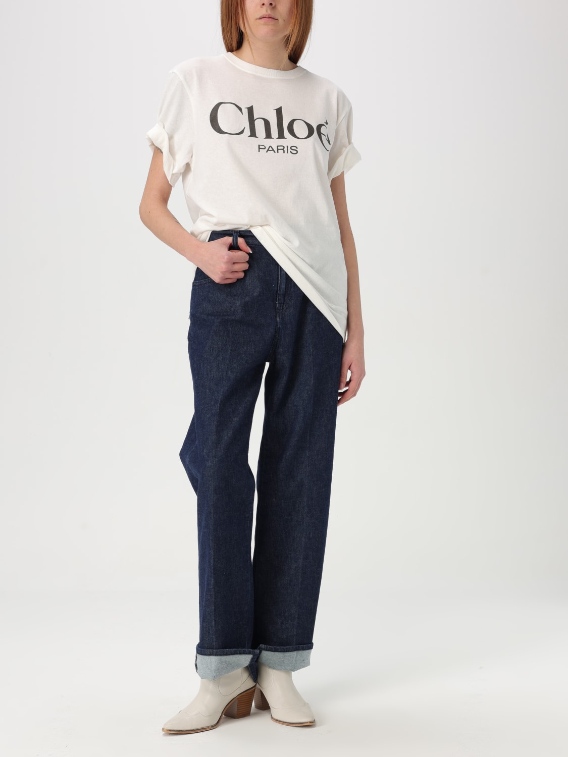 Tシャツ・カットソー CHLOE Woman T-Shirt White CH25SJH20191 101 Oversized logo T-shirt CHLOE' Woman Tg. M CH25SJH20191 101