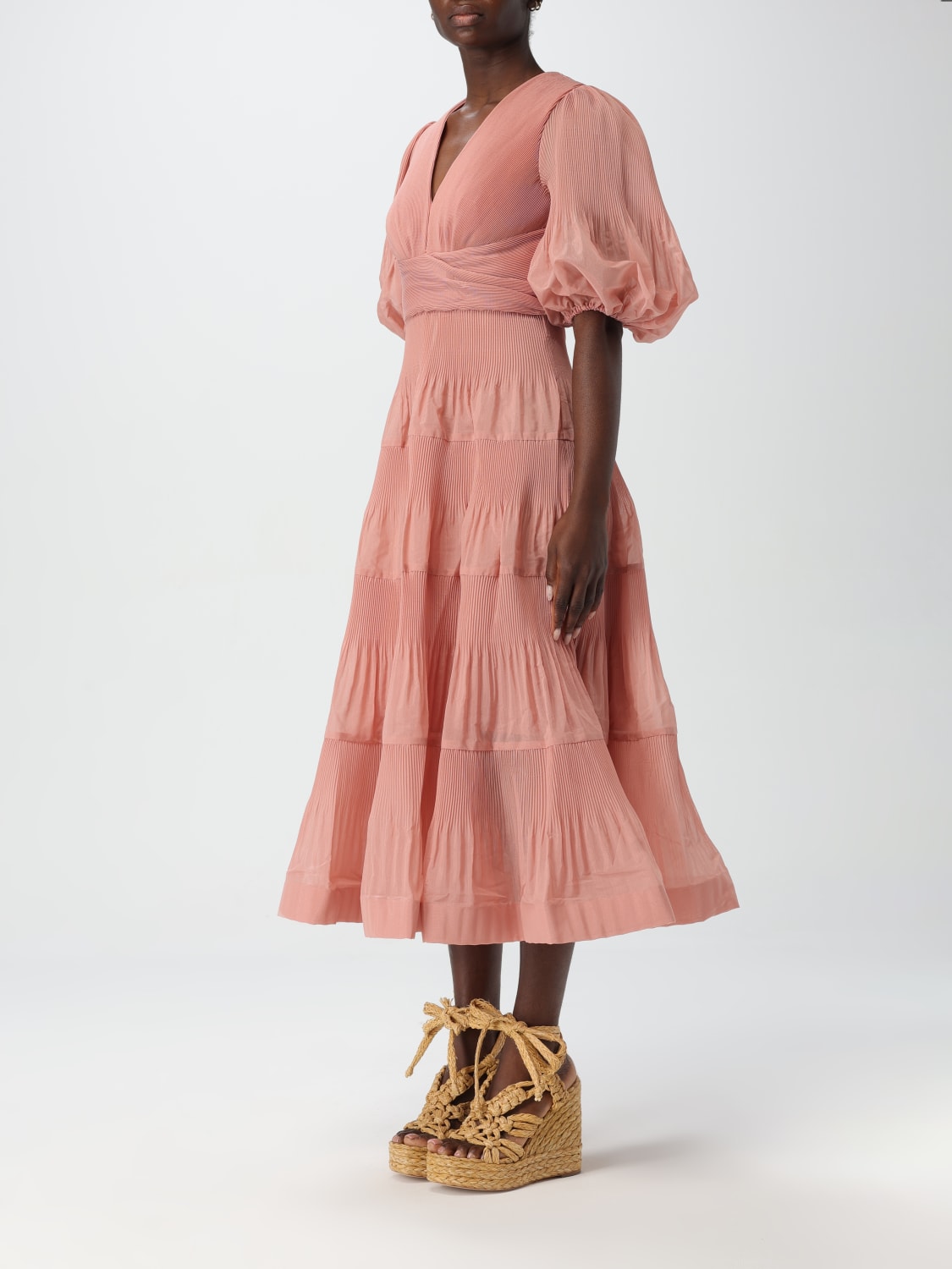 ワンピース ZIMMERMANN Woman Dress Pink 8066DR25R PTL Zimmermann - Ginger Pink Multi Buttoned & Belted Mini Dress