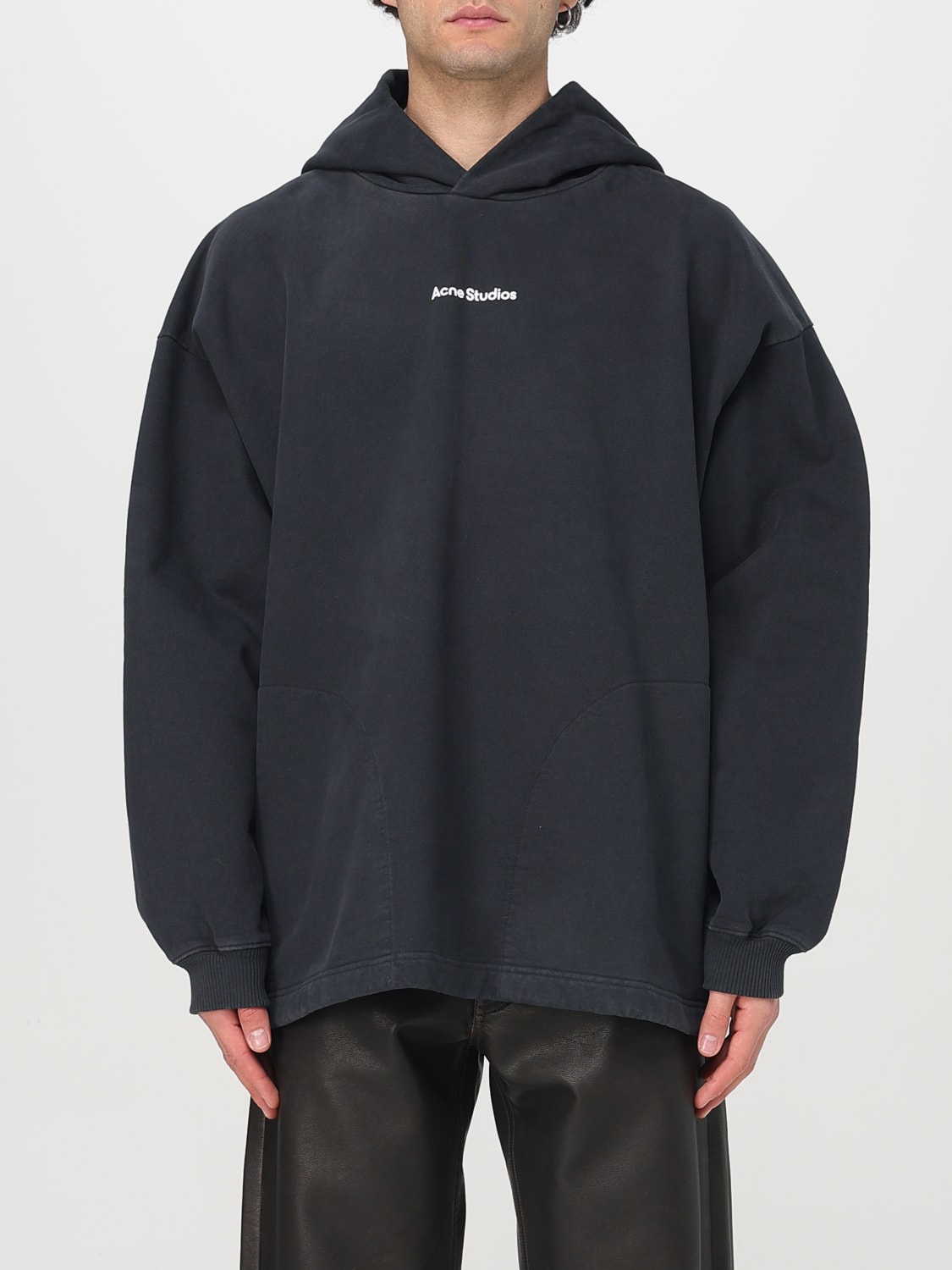 ACNE STUDIOS FELPA: Felpa con cappuccio Acne Studios con mini logo, Nero - Img 1