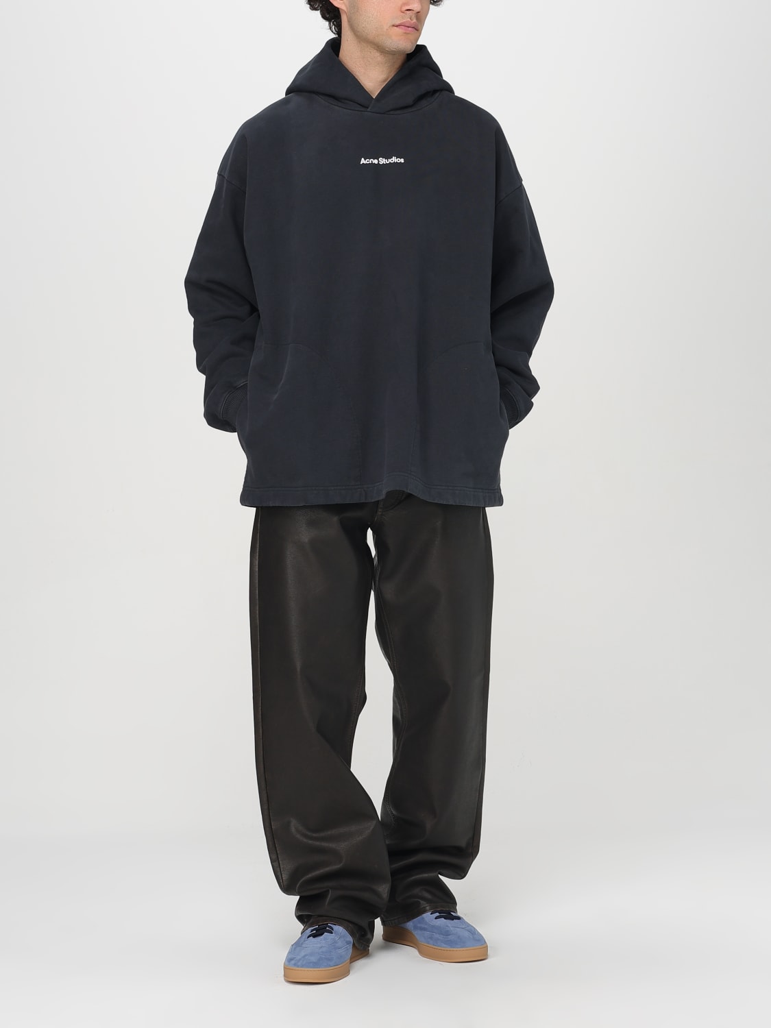 ACNE STUDIOS FELPA: Felpa con cappuccio Acne Studios con mini logo, Nero - Img 2