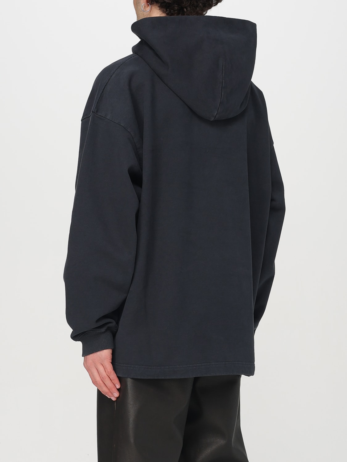 ACNE STUDIOS FELPA: Felpa con cappuccio Acne Studios con mini logo, Nero - Img 3