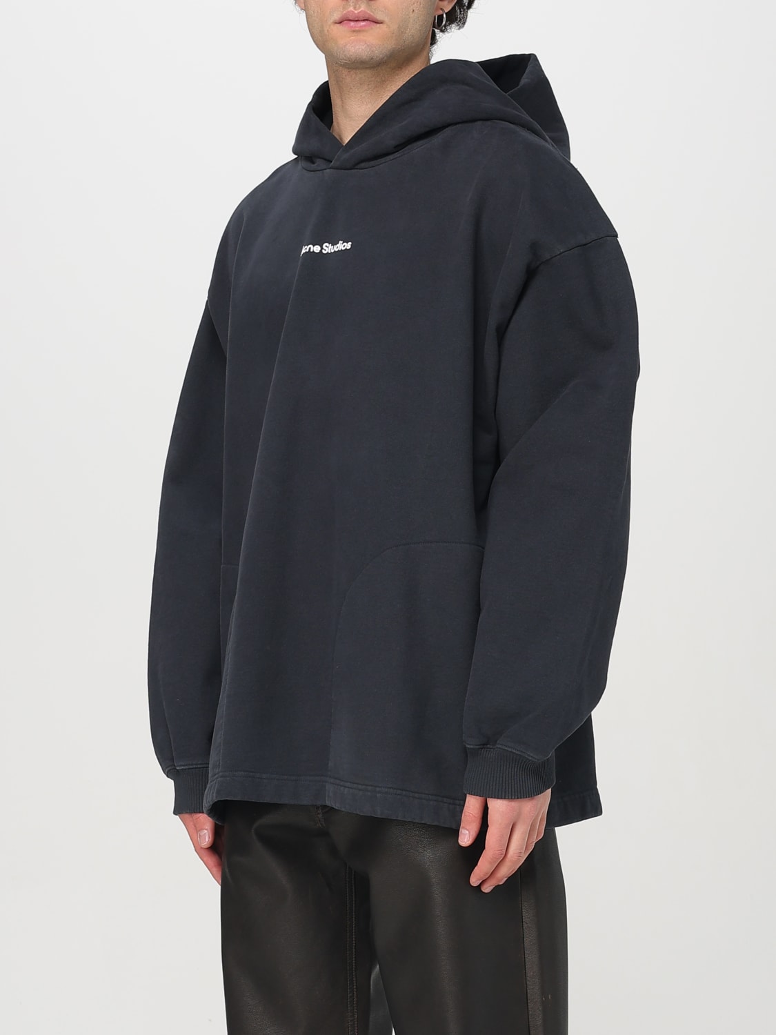 ACNE STUDIOS FELPA: Felpa con cappuccio Acne Studios con mini logo, Nero - Img 4