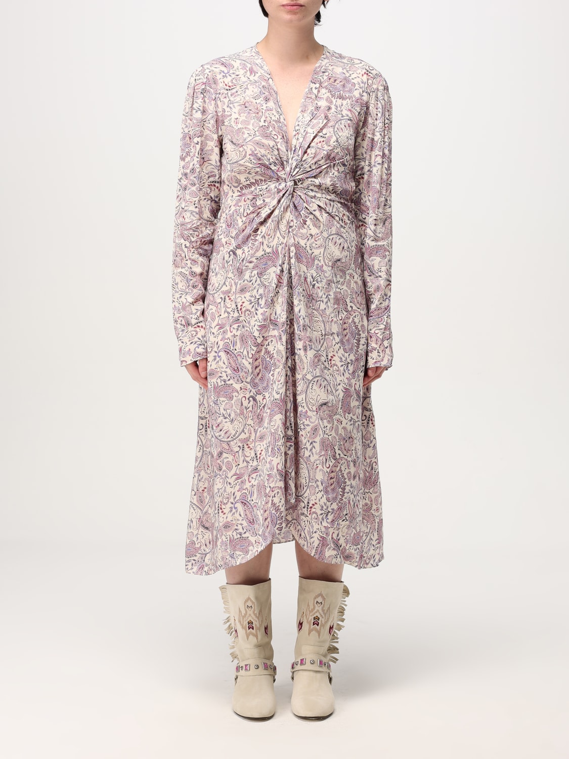 ワンピース ISABEL MARANT ETOILE Woman Dress Ecru RO0726FAC1J02E ECPE ZELIHA DRESS Woman ecru-purple | ISABEL MARANT Official