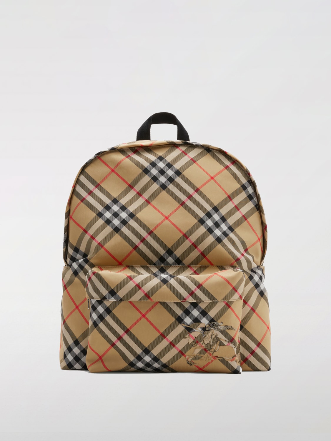BURBERRY ZAINO: Zaino Vintage Check Burberry in canvas jacquard , Sabbia - Img 1
